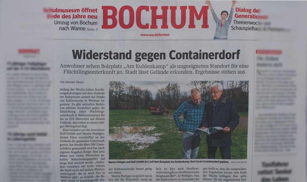 WAZ Bericht am 7.1.2016