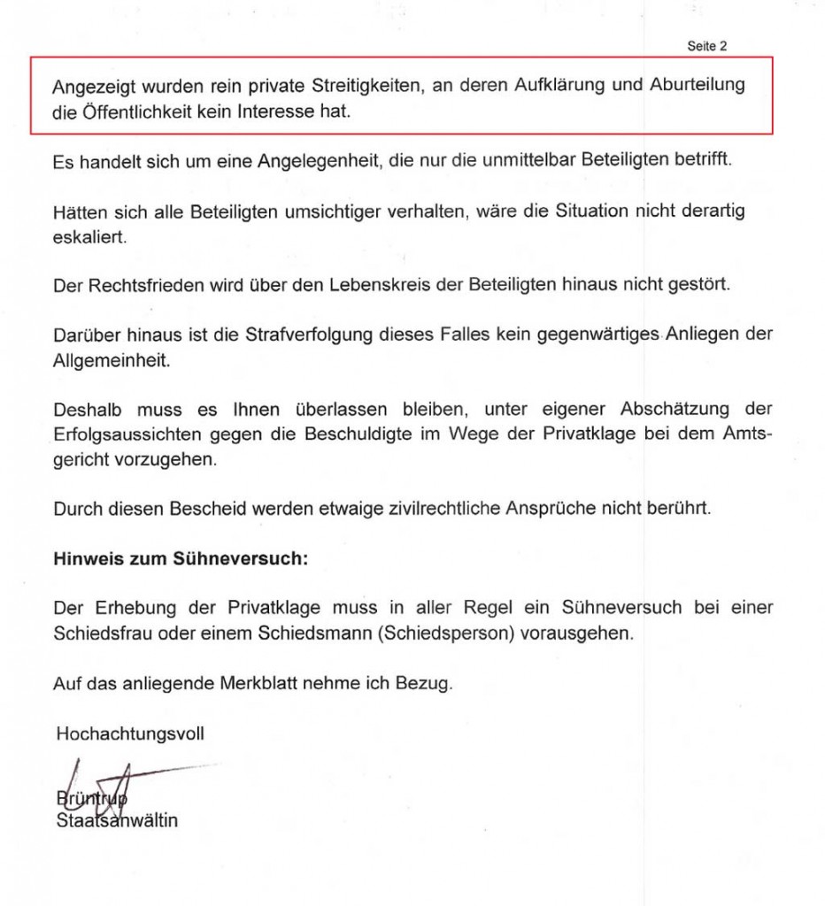Wegen mangelndem öffentlichen Interesse eingestellt