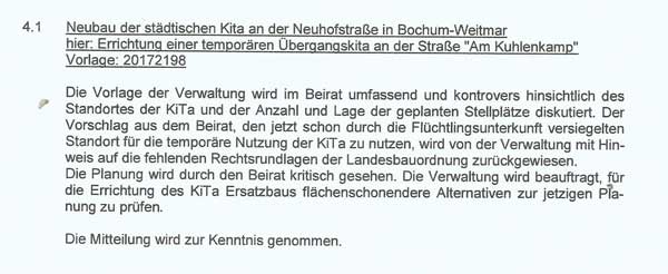 Auszug des Protokolls der Naturbeiratsitzung 21.1.2018