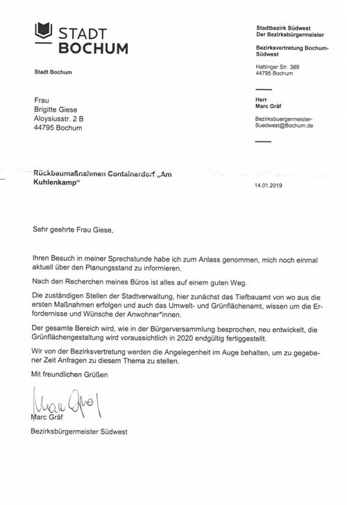 Mitteilung der Verwaltung Dezember 2018