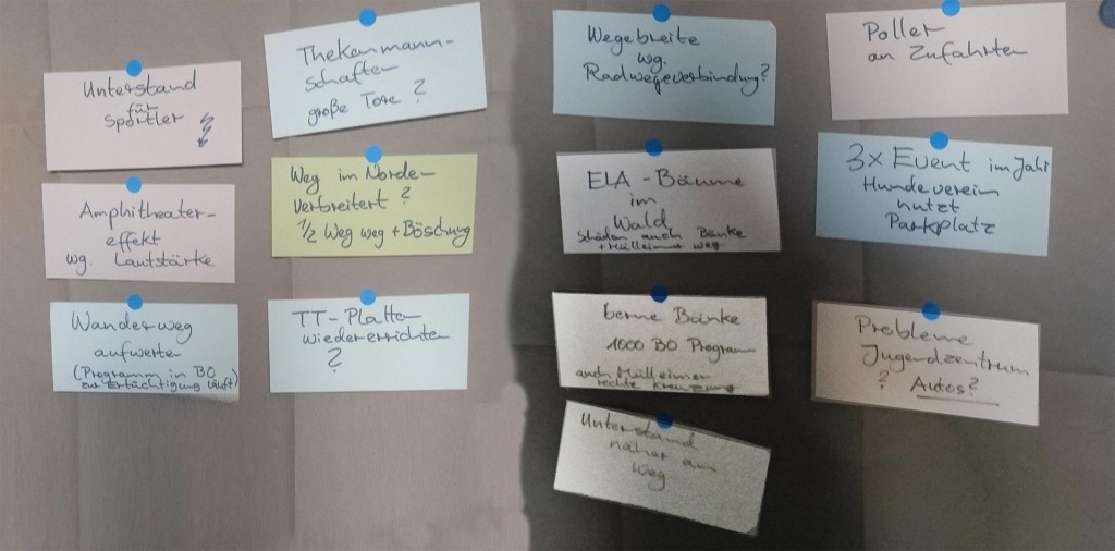 Notizen der Anmerkungen der Bürger zu den Plänen der Verwaltung