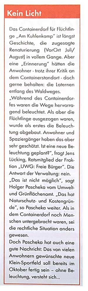 Bericht "Vor Ort" September 2019